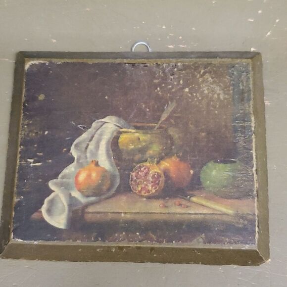 mid century wood plaque art (Set of 4) 6.5" x 5". - Picture 5 of 6